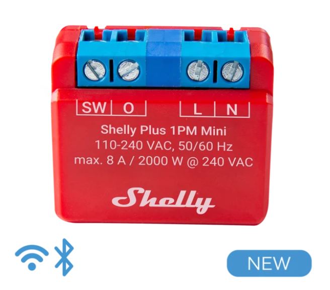 Shelly Plus 1PM Mini - Relais - WLAN Schaltaktor 1x10A - Verbrauchsmesser B Shelly Plus 1PM Mini - Relais - WLAN Schaltaktor 1x10A - Verbrauchsmesser B